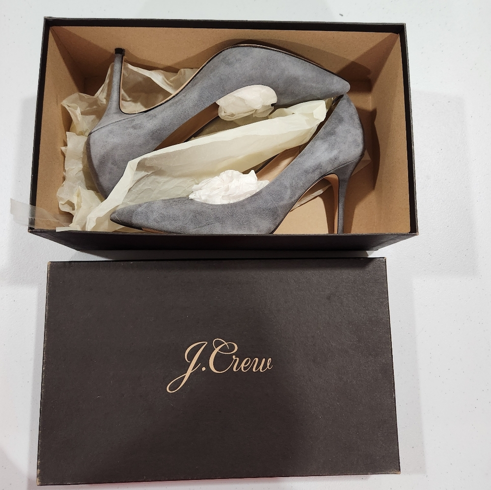 J. Crew Collection Suede Dover Pump Steele Gray Heels Made Italy Kate Middleton